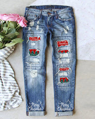 Christmas Tree Print Loose Casual Pants