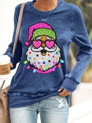 Shiny Santa Print Sweatshirt