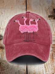 Unisex Distressed Washed Cotton Christmas Flamingo Hot Spot Hat