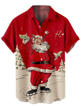 Christmas Elements Sunbathing Santa Claus Printing Short Sleeve Shirt