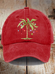 Unisex Distressed Washed Cotton Christmas Palm Tree Hot Spot Hat