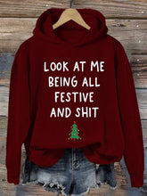 Christmas Red Casual Print Sweatshirt