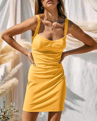 Rib-Knit Bustier Mini Tank Dress