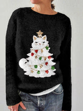 Cute Christmas Cat Tree Graphic Cozy Sweater
