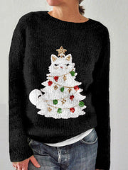 Cute Christmas Cat Tree Graphic Cozy Sweater
