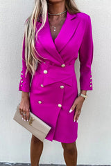 Double Breasted Gold Button Blazer Dress
