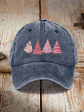 Pink Christmas tree print unisex hat