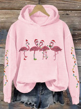 Christmas Colorful Lights Flamingo Holiday Casual Hoodie