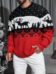 Christmas Pattern Color Block Sweater