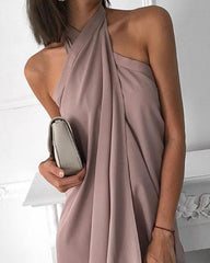 Overlap Criss Cross Halter Dress