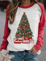 Merry Christmas Tree Print Casual Sweatshirt
