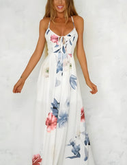 Floral Print Slit Maxi Dresses