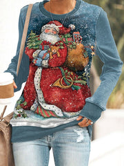 Christmas Vintage Print Long Sleeve Sweatshirt