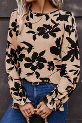 Floral Hollowed Knot Back Blouse