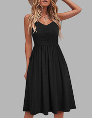 Floral Printed Strap Backless High Waist Midi A-Line Cami Dresses