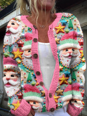 Cute Santa Claus Christmas Sweater Cardigan