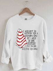 Christmas Tree Cake Print Sweatshirt
