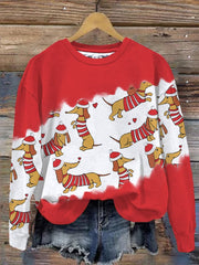 Christmas Dachshund Print Sweatshirt