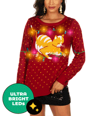Cat-Itude Light Up Ugly Christmas Sweater