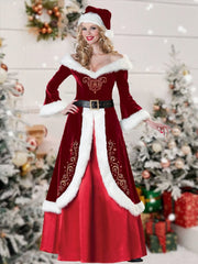 Plush Christmas Costume Set(Include Christmas Hat, Skirt, Belt)