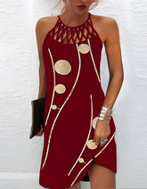 Ethnic Style Printed Round Neck Sleeveless Midi A-Line Dresses
