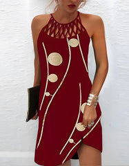 Ethnic Style Printed Round Neck Sleeveless Midi A-Line Dresses