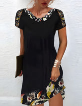 Ethnic Style Print Round Neck Midi A-Line Dresses