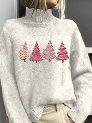 Christmas printed turtleneck knitted sweater