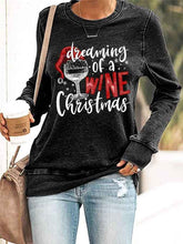 Diedming Of A Wine Christmas Print Casual Sweatshirt