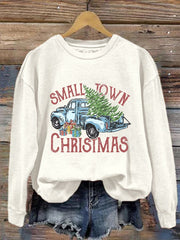 Small Town Christmas Print Crewneck Sweatshirt