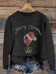 Merry Christmas Print Crew Neck Sweatshirt
