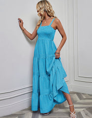 Plain Striped Sleeveless Backless Maxi A-Line Dresses