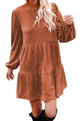 Faux Suede Tiered Babydoll Dress