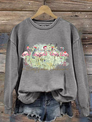 Christmas Palm Tree Print Crewneck Sweatshirt