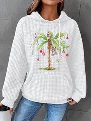 Christmas Palm Tree Print Hooded Sweatshirt