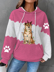 Christmas Dog Mom Casual Waffle Hoodie