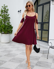 Plain Backless Strapless Ruffle A Line Dresses