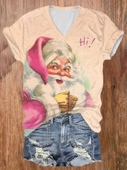 Casual Santa Claus Print Short Sleeve T-Shirt