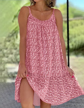 Disty Floral Strap Plus Size Backless Midi A-Line Dresses