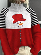 Christmas Snowman Print Turtleneck Sweater