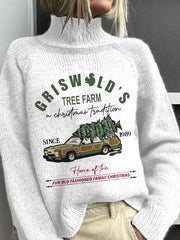 Womens Vintage Christmas Knitted Turtleneck Sweater
