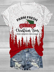 Christmas Print Round Neck T-Shirt