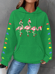 Christmas Flamingo Waffle Sweatshirt