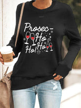 Christmas Prosec Ho Ho Ho Wine Print Sweatshirt