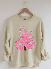 Pink Christmas Tree Casual Sweatshirt