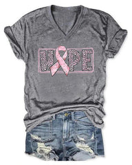 Breast Cancer Print Short-Sleeved T-Shirt