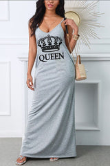 Letter & Crown Graphic Slant Pocket Cami Dress