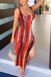 Allover Print Split Thigh Tank Dress