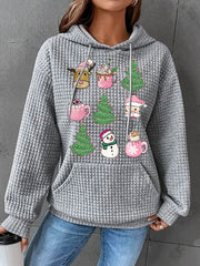 Pink Christmas Print Long Sleeve Sweatshirt