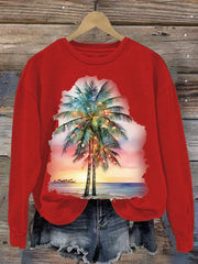 Florida Palm Tree Print Crewneck Sweatshirt